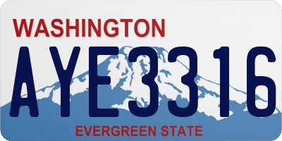 WA license plate AYE3316