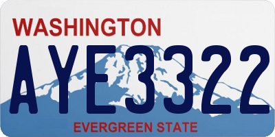 WA license plate AYE3322
