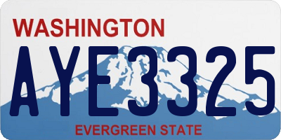 WA license plate AYE3325