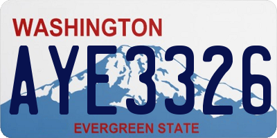 WA license plate AYE3326