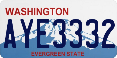 WA license plate AYE3332