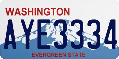 WA license plate AYE3334
