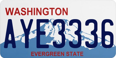WA license plate AYE3336