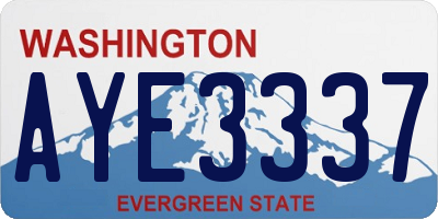 WA license plate AYE3337