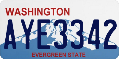 WA license plate AYE3342