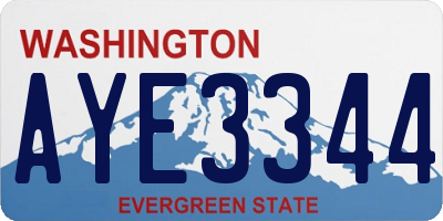 WA license plate AYE3344