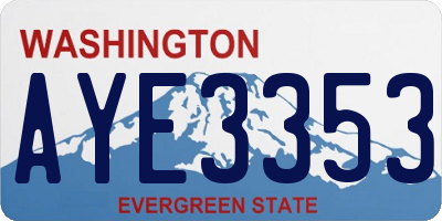 WA license plate AYE3353