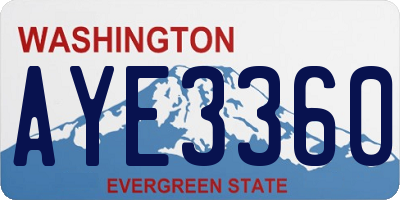 WA license plate AYE3360