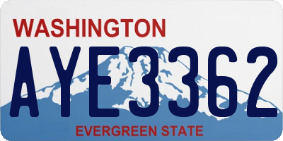 WA license plate AYE3362