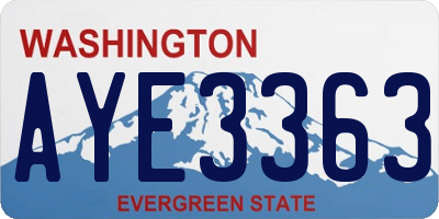 WA license plate AYE3363