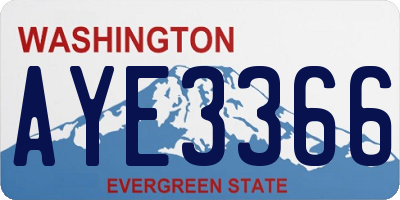 WA license plate AYE3366