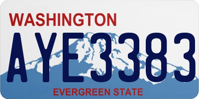 WA license plate AYE3383