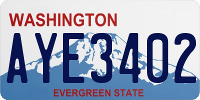 WA license plate AYE3402