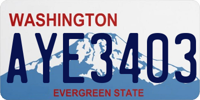 WA license plate AYE3403