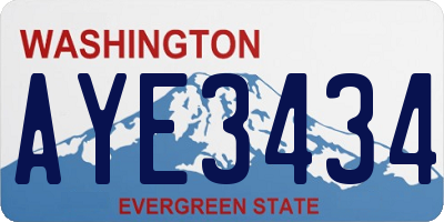 WA license plate AYE3434