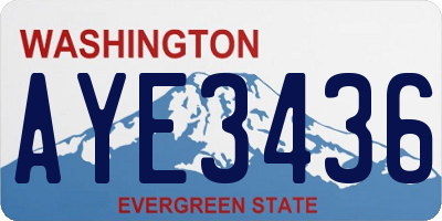WA license plate AYE3436