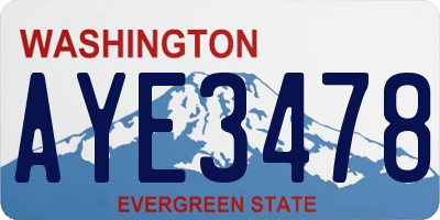 WA license plate AYE3478