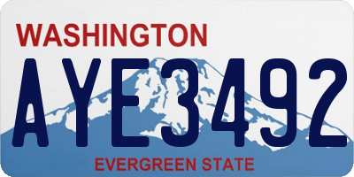 WA license plate AYE3492