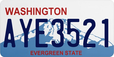 WA license plate AYE3521