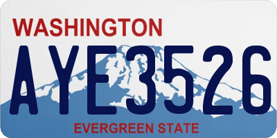 WA license plate AYE3526