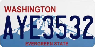 WA license plate AYE3532