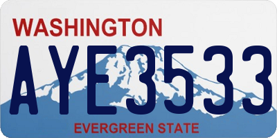 WA license plate AYE3533