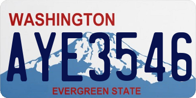 WA license plate AYE3546