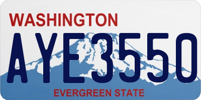WA license plate AYE3550