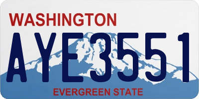 WA license plate AYE3551