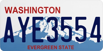 WA license plate AYE3554