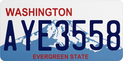 WA license plate AYE3558