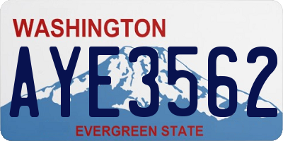 WA license plate AYE3562