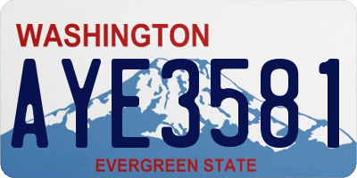 WA license plate AYE3581