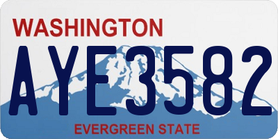 WA license plate AYE3582