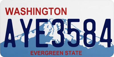 WA license plate AYE3584
