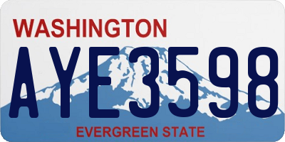 WA license plate AYE3598
