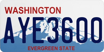 WA license plate AYE3600