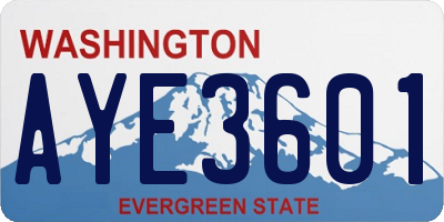 WA license plate AYE3601