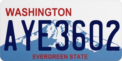 WA license plate AYE3602