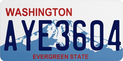 WA license plate AYE3604