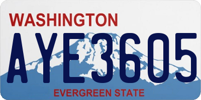 WA license plate AYE3605