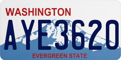 WA license plate AYE3620