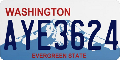 WA license plate AYE3624