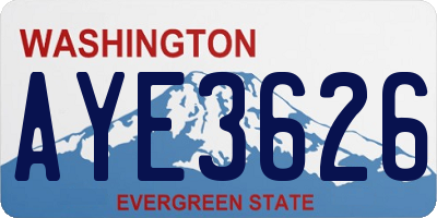 WA license plate AYE3626