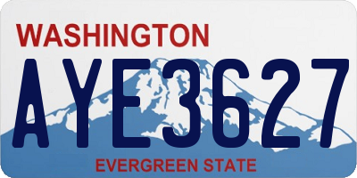 WA license plate AYE3627