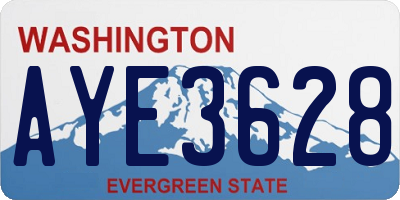 WA license plate AYE3628