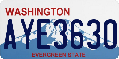 WA license plate AYE3630