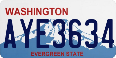 WA license plate AYE3634