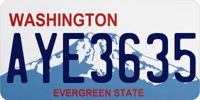 WA license plate AYE3635