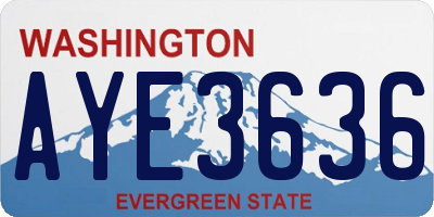 WA license plate AYE3636